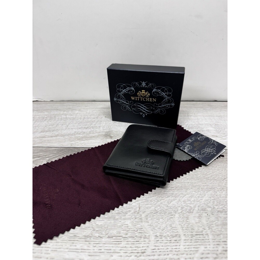 Vintage Wittchen Trifold Italian Black Leather Wallet NIB